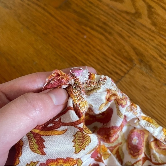 SHEIN White Orange Mustard Floral Border Print Boho Halter Dress ALTERED STRAPS - Picture 16 of 16